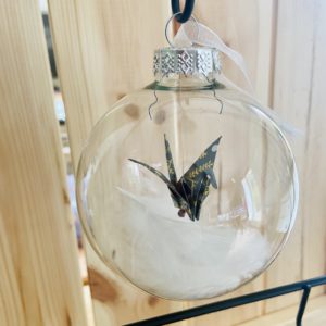 Boule de Noël Origami - Gris anthracite, motifs dorés et blancs