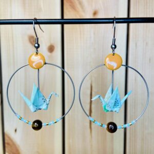 Créoles Chakra & Origami - Œil de tigre
