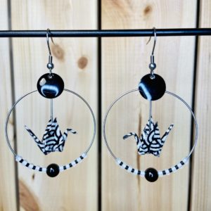 Créoles Chakra & Origami - Agate noire