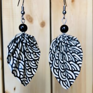 Feuilles Chakra & Origami - Agate noire