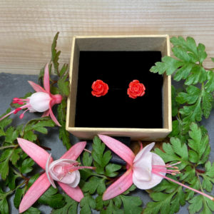 Puces fleurs résine - Rouge