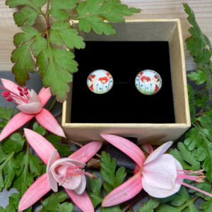Puces cabochons inox 14 mm - Dôme en verre