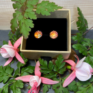 Puces cabochons écailles sirène résine - Orange irisé